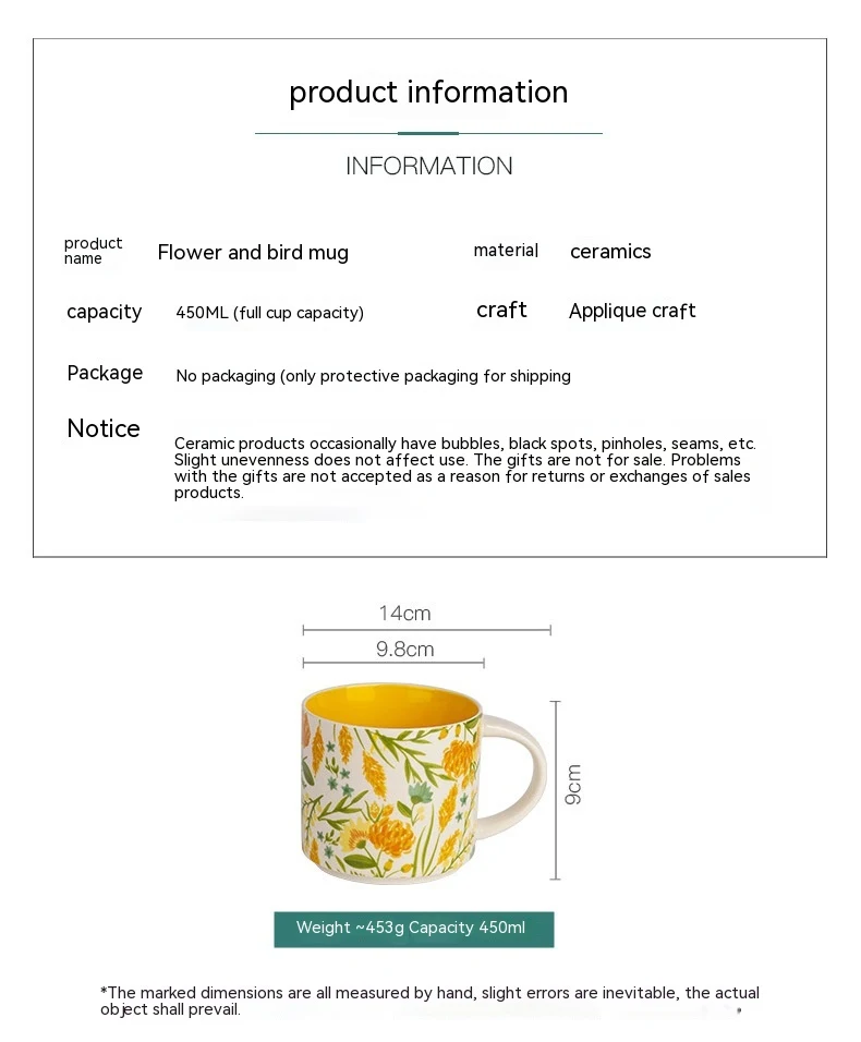 Title 11, Caneca de cerâmica Flower Glaze, grande capacid...