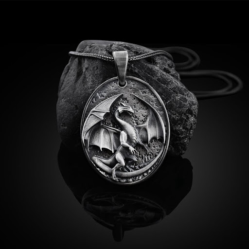 Title 5, Mens Western Dragon Animal Hip Hop Pendant Nec...