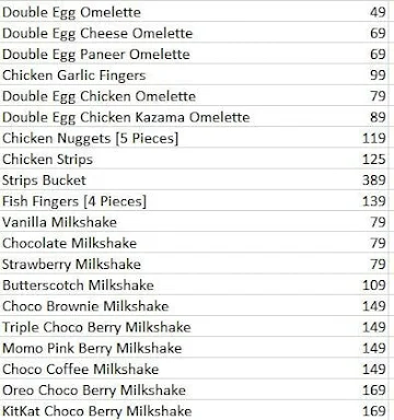 Km Foods menu 