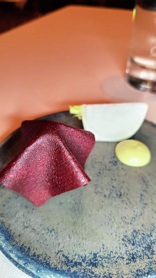Chef's Menu Experience at Castagna: The signature Beet Chip with tartare and Tokyo turnip with tarragon aioli