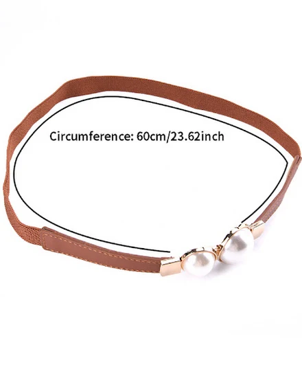 Creative Pearl Buckle Belt PU Leather Dress Skirt Waist E... - 0