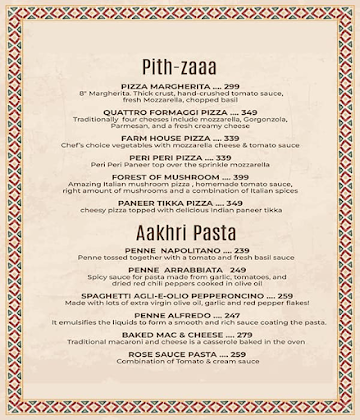 Gharana - The Vintage Dining menu 