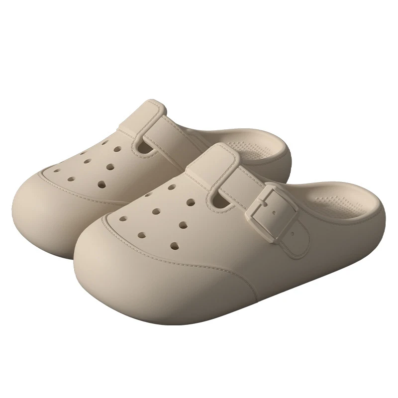 Nuove scarpe forate estive con fibbia, zoccoli da giardino esterni, pantofole antiscivolo per interni e casa.
