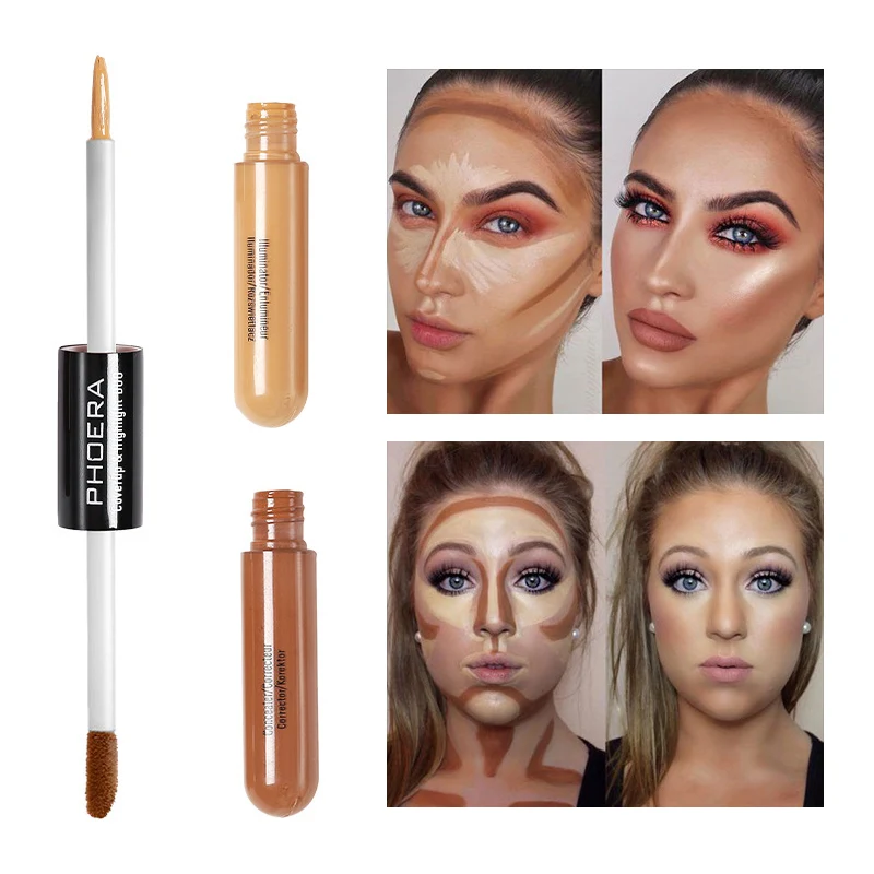 Eurobeauty Double Head Lightening Liquid Concealer Foundation voor een perfecte huid. Verbergt onvolkomenheden, egaliseert de teint, stralende dekking.