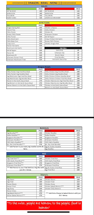 Dragon Bowl menu 1