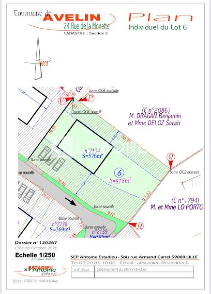 Vente terrain  576 m² à Avelin (59710), 194 000 €