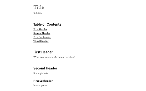 Table of Contents Generator for Medium