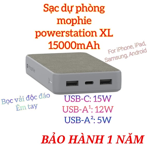 Sạc Dự Phòng Mophie Powerstation Xl 15000 Mah Usb - C