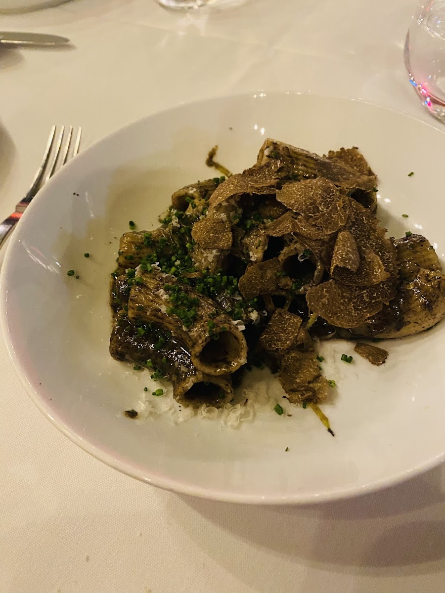 Marea has many house made gf pastas. This is the half portion of garganelli with black truffles.