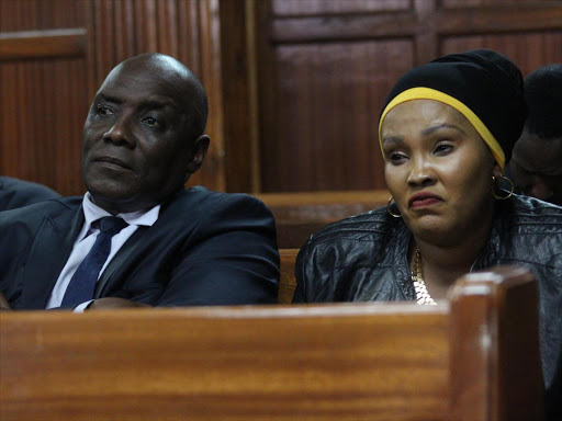 Chairman of the National Land Commission Muhammad Swazuri with Ruth Mashalla at a Milimani Law court on Tuesday, December 4. /COLLINS KWEYU