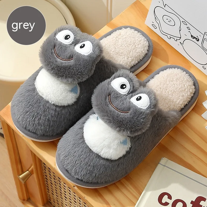 Leuke Frosch Dames Winter Cartoon Indoor Pluche Warme Katoenen Pantoffels voor warme en comfortabele voeten binnenshuis
