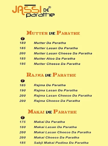 Jassi De Parathe menu 