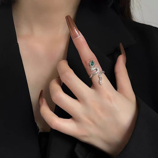 Title 4, Sea Blue Topa Stone Spirit Snake Zircon Ring fo...