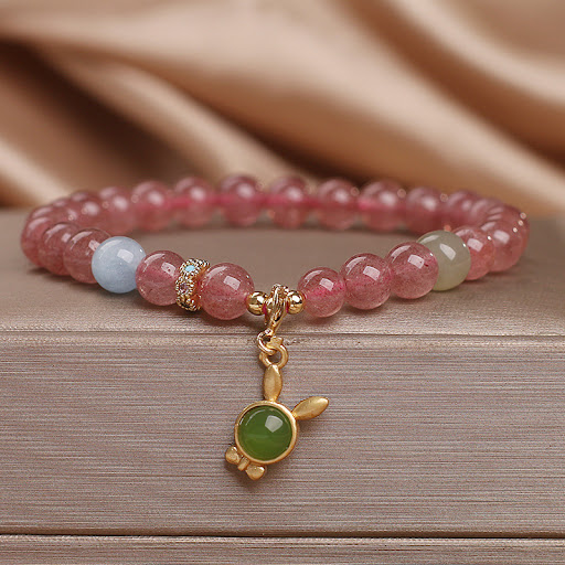 Title 7, Ethnic Style Natural Strawberry Quartz Bracelet...