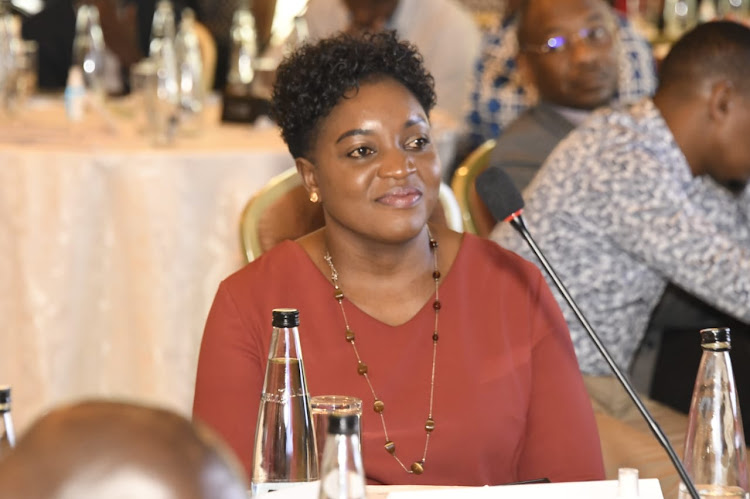 Health CS Susan Wafula follows proceedings during a Nutrition Improvements through Cash and Health Education (NICHE) programme review meeting on May 4, 2023/Handout