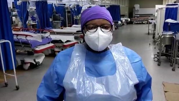 Professional nurse Busi Ramafoko works at the resuscitation bay in the at Chris Hani Baragwanath Hospital.