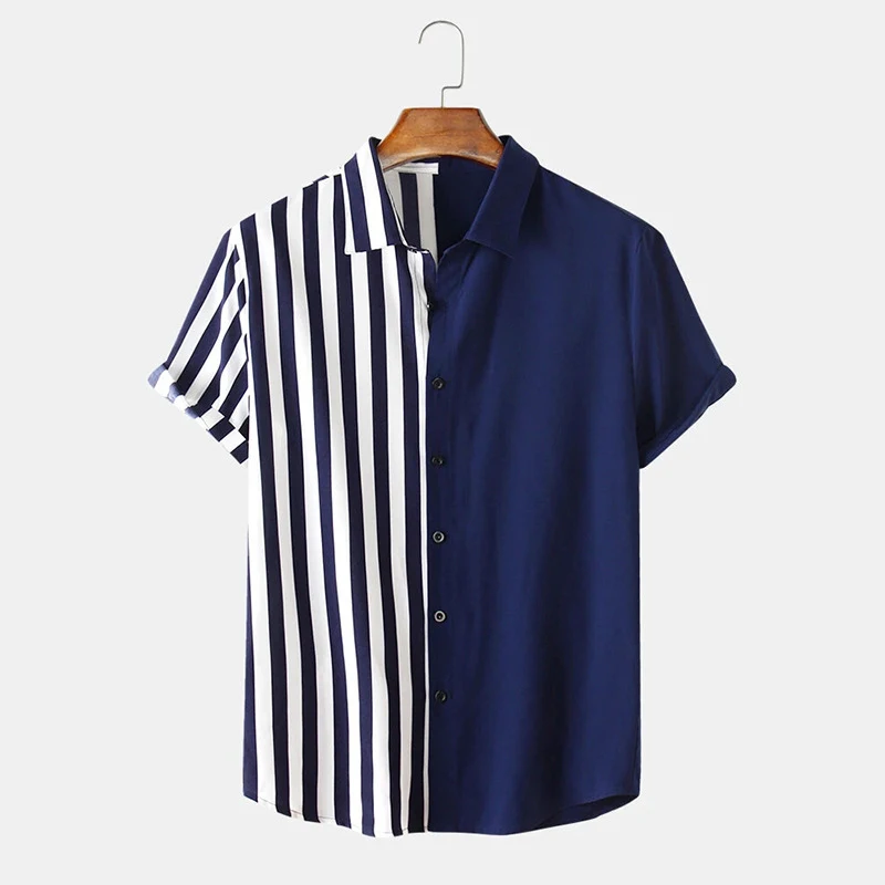 Camicia da uomo casual a righe bicolore, perfetta per un look rilassato e di tendenza. Comoda e versatile, adatta a ogni occasione.