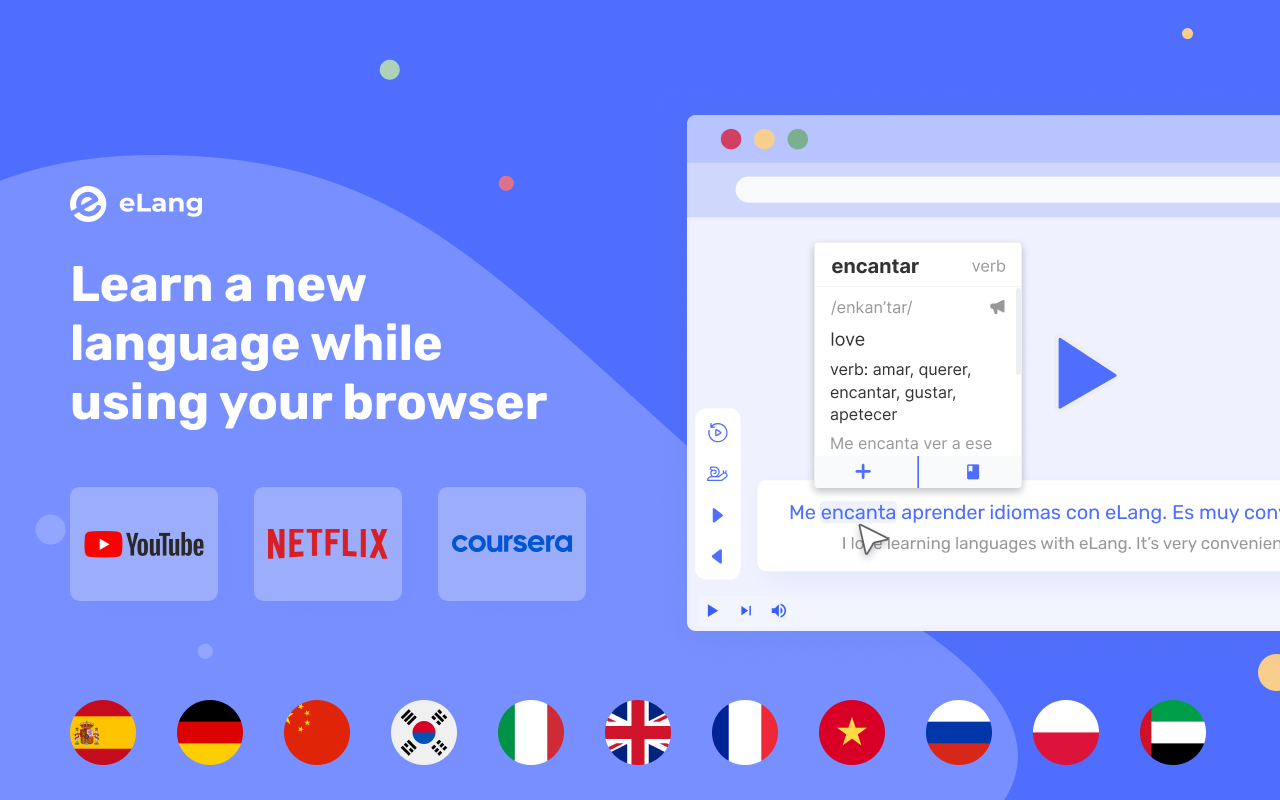 eLang: Learn Languages with Netflix & Youtube Preview image 3