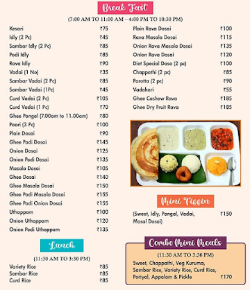 Aruvi Cafe menu 