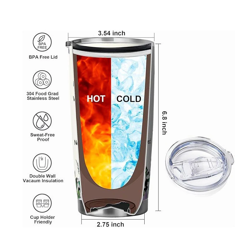 Stainless steel travel double-layer cup keeps drinks hot or cold for extended periods. Perfect for travel, commuting and