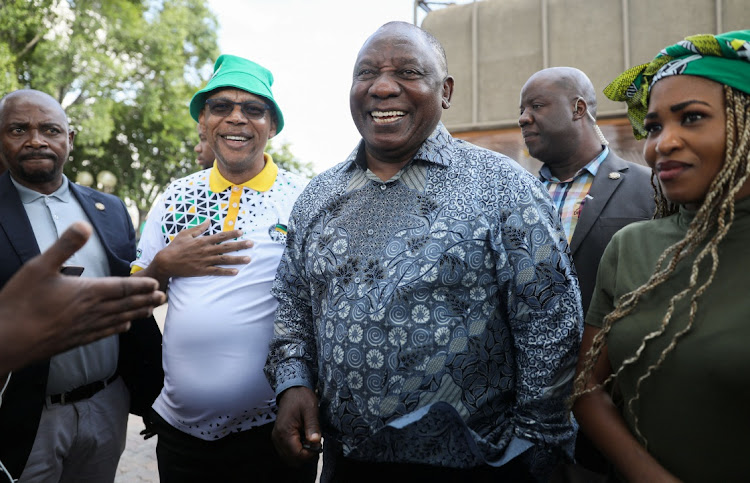 South African President Cyril Ramaphosa speaks to members of the media after attending the African National Congress (ANC) National Working Committee meeting in Johannesburg, South Africa, December 4, 2022.