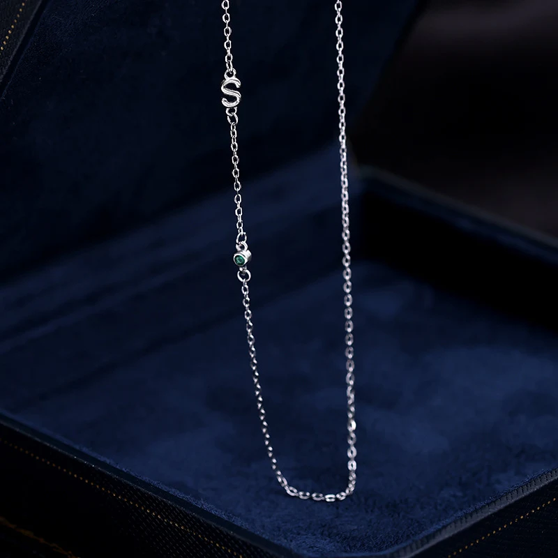 Collier Banyan S925 Argent Lettres Anglaises, Design Niche Luxe Léger, Chaîne Zirconium Géométrique, Tendance Mode.