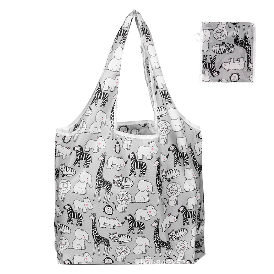 Portable Digital Printed Oxford Cloth Folding Shopping Bag. A convenient and durable bag, perfect for grocery shopping, 