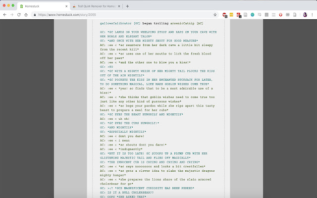 Troll Quirk Remover for Homestuck.com chrome extension