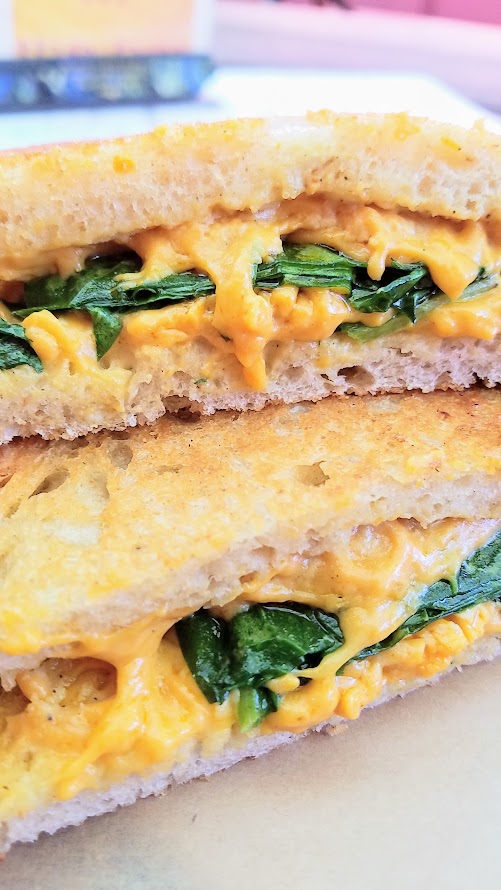 Of Roots and Bloom pops up every Wednesday at Bottles on Fremont and Sundays at Culmination Brewing offering rotating vegan delights. This grilled cheese with cashew fromage fort, cheddar, spinach, toasted levain and side of chips reminds me when I first fell in love with them as a Cheese Plate cart.