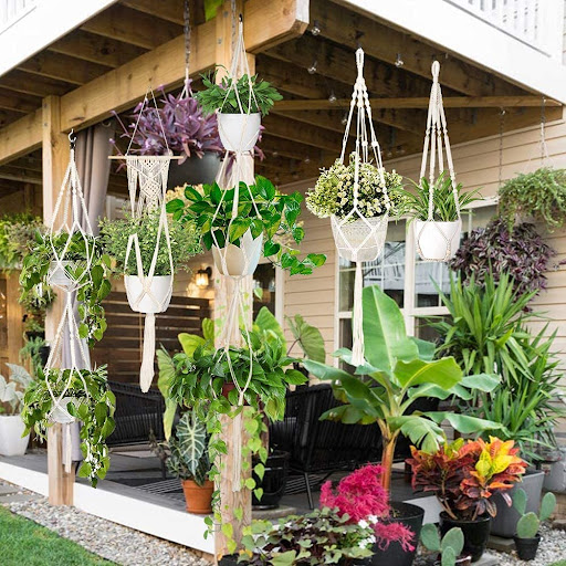 Title 5, Hand-woven Flower Pot Net Pocket DIY Hanging Ro...