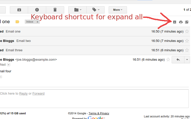 Gmail 'Expand all' keyboard shortcut Preview image 0