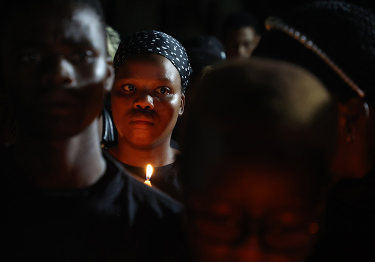 The candle light service outside Durban University of Technology for Sphesihle Duma. File photo.