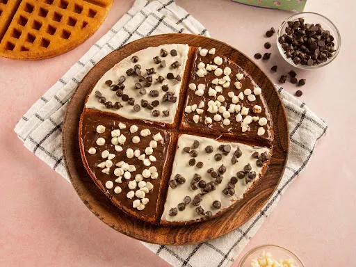 Black and White Chocolate Waffle Pizza