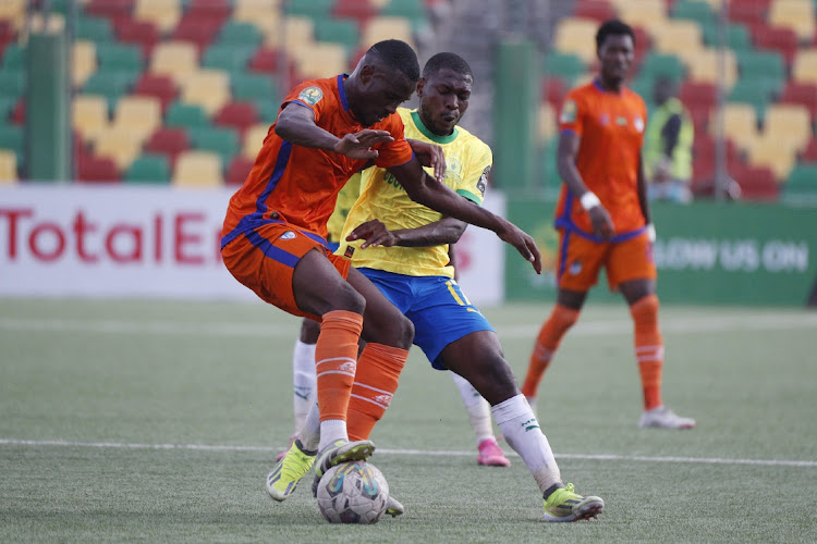 Aubrey Modiba of Sundowns challenges a Nouadhibou player at the CAF Champions League in Mauritania.