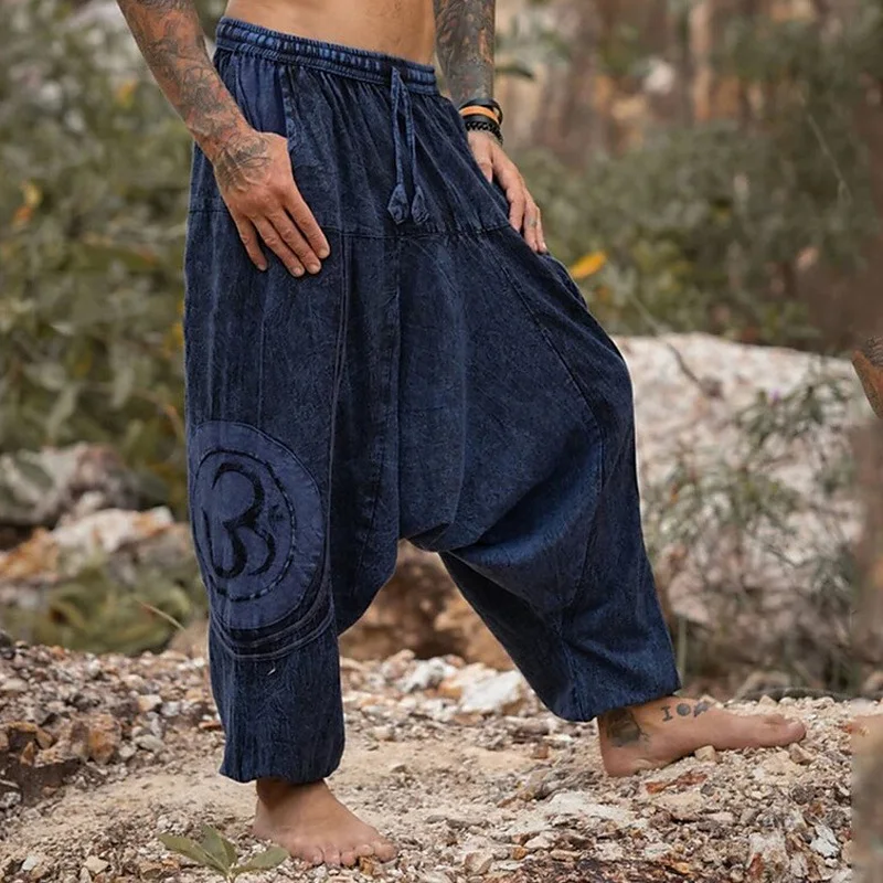 Ethnic Style Pattern Fashion Men's Casual Ankle-tied Trousers. Comfortable and stylish for everyday wear. Perfect for a 