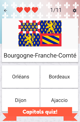 France Regions  -  flags, maps & capitals