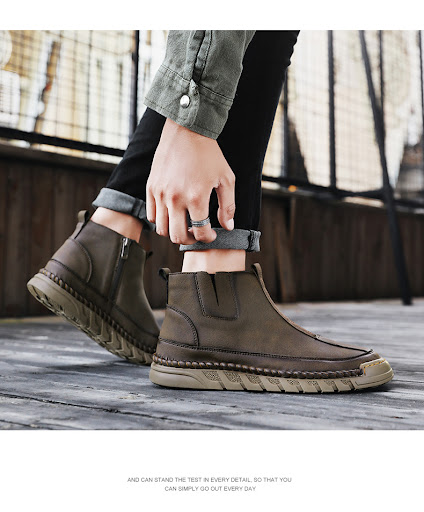 Title 3, Mens Slip-on High-top Casual Martin Boots, off...