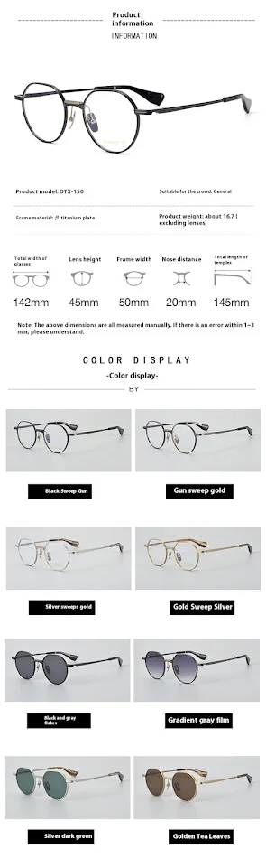 Ultralekkie okulary w stylu vintage z czystego tytanu i okrągłej oprawce