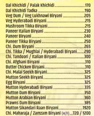 Zaika Darbar menu 1