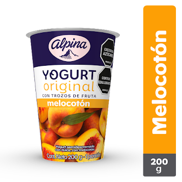 Yogurt Alpina Original Trozos De Fruta Melocotón x 200 gr  