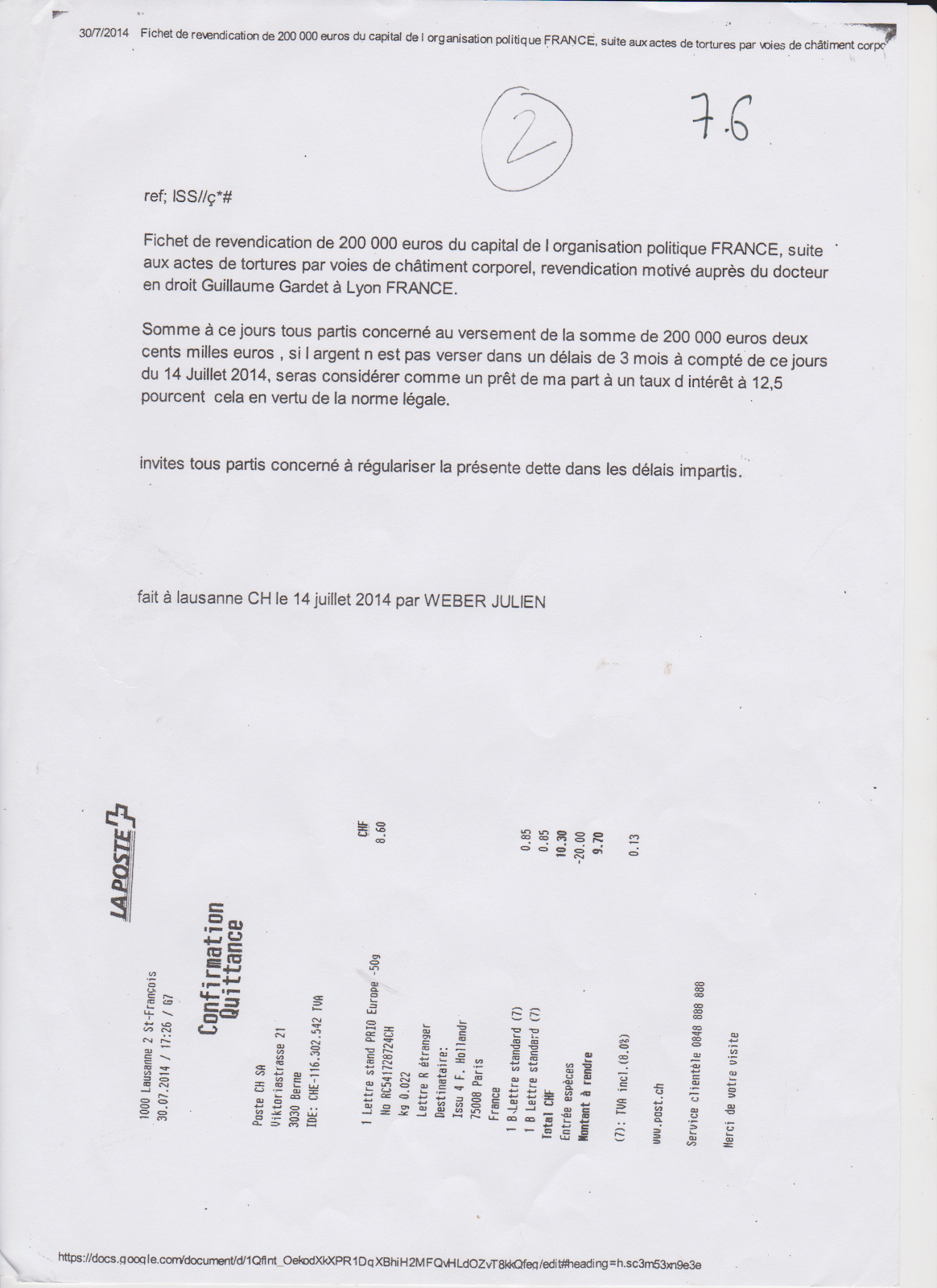 pièce 7.6 994 16 WEBER CEDH Revendication F Hollande 200 000 euros.png