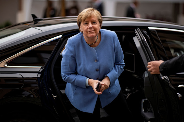 German Chancellor Angela Merkel arrives for the St Michael annual reception of the German bishops in Berlin, Germany, on September 27 2021. Picture: FABIAN SOMMER/POOL VIA REUTERS