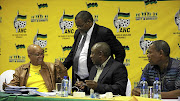 STRAW MEN: President Jacob Zuma with Gwede Mantashe, Cyril Ramaphosa and Zweli Mkhize.