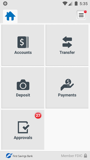 Screenshot First Savings Business Mobile