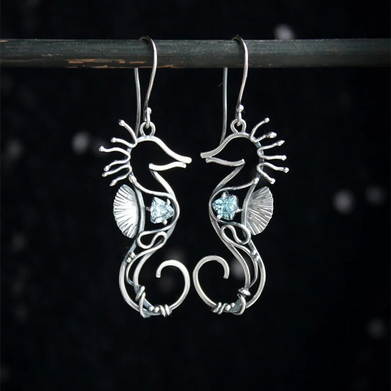 Title 5, Boucles doreilles Femme Vintage Hippocampe Cre...