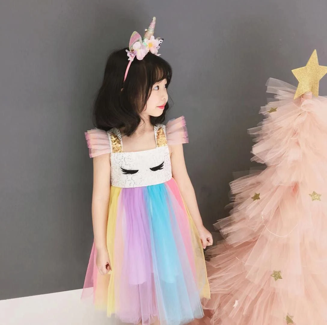 Title 9, Robe dété arc-en-ciel pour filles avec tulle p...