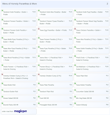 Homely Paranthas & More menu 