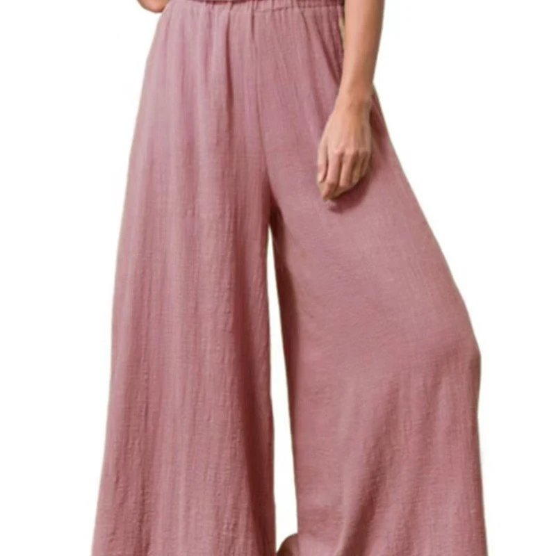 Pantaloni Larghi da Donna in Cotone e Lino, Taglia Oversize, Casual, Comodi e Versatili per un Look Rilassato.