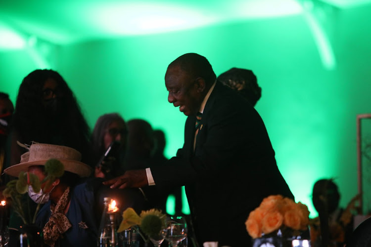 ANC President Cyril Ramaphosa interacts with guests on January 7 2022 at the Ranch Resort, near Polokwane, Limpopo, during the ANC fundraiser.