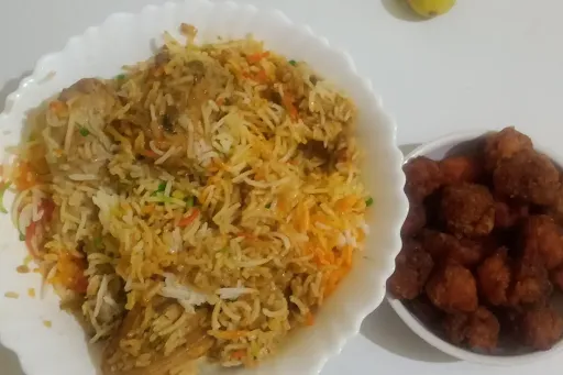 Chicken Popcorn [10 Pieces] With Chicken Biryani [Half]